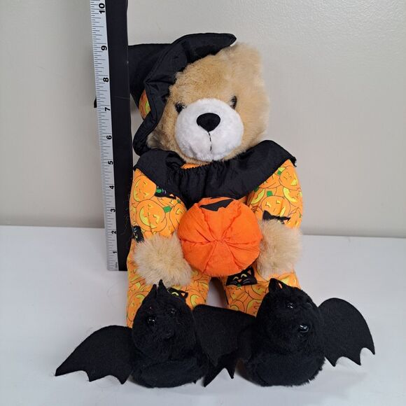 PUFFY Halloween Bear Plush Toy Cat PJs Bat Slippers Pumpkin Midwestern Home Prod - Picture 12 of 16